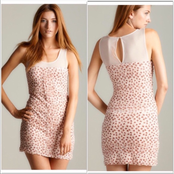 Free People Cream Floral Body Con Dress Size XS - Picture 8 of 8